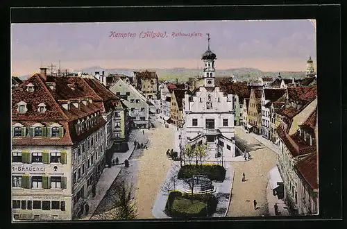 AK Kempten /Allgäu, Rathausplatz aus der Vogelschau
