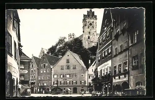 AK Füssen am Lech, Strassenpartie mit Cafe Stadt Füssen