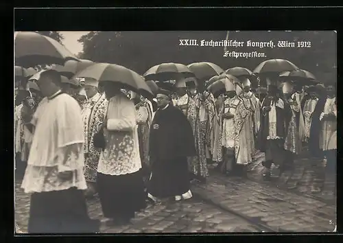 AK Wien, XXIII. Eucharistischer Kongress 1912, Festprozession, Geistliche
