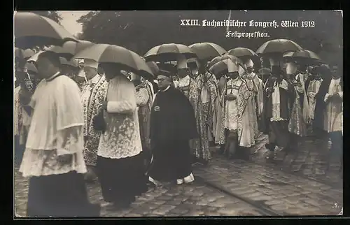 AK Wien, XXIII. Eucharistischer Kongress 1912, Festprozession, Geistliche