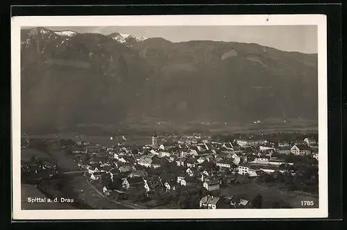 AK Spittal a. d. Drau, Tal-Panorama gegen Gebirge