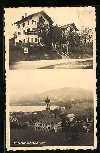 AK Gmund a. Tegernsee, Gasthof Oberstöger, Kirche gegen See
