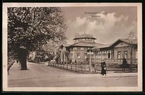 AK Donaueschingen, Strassenpartie am Irmabad