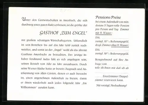 AK Amorbach /Odenwald, Gasthof z. Engel, Ortspartie