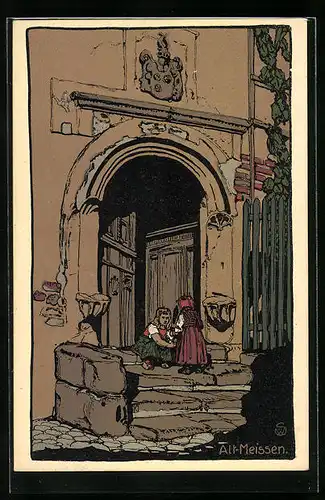 Steindruck-AK Meissen, Burglehntor