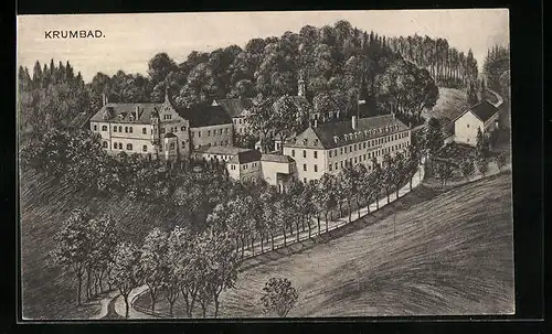 Künstler-AK Krumbad, Aussenansicht der Restauration