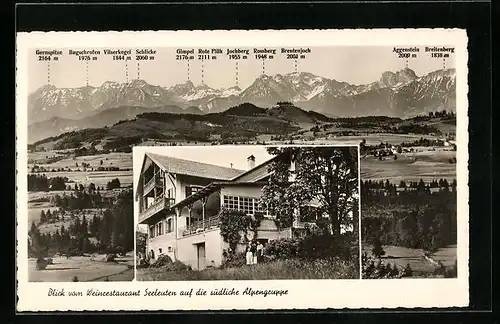 AK Seeg i. Allg., Weinrestaurant Seeleuten und Blick auf die südliche Alpengruppe