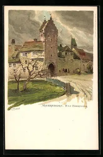 Künstler-AK Carl Biese: Meersburg, Das Oberthor