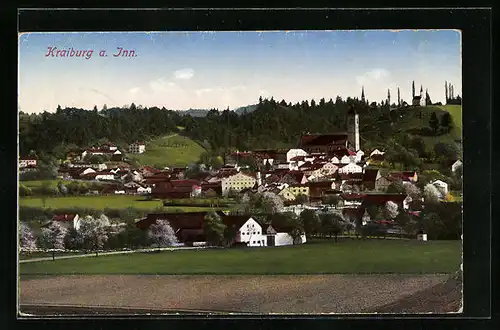 AK Kraiburg a. Inn, Gesamtansicht mit Kirche