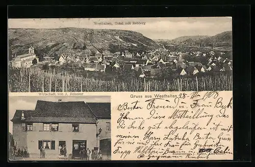 AK Westhalten, Gasthaus von J. Boncour, Totalansicht