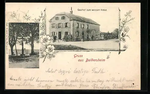AK Baldersheim, Gasthof zum weissen Kreuz