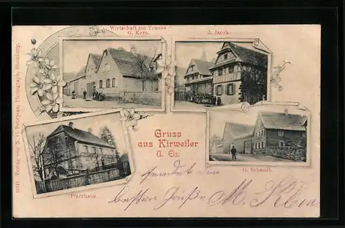 AK Kirweiler, Gasthaus zur Traube, Pfarrhaus, J. Jacob