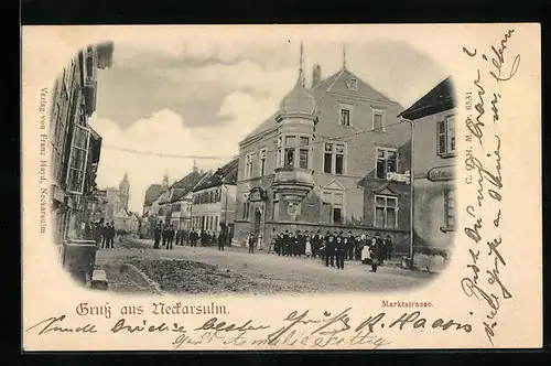 AK Neckarsulm, Marktstrasse mit Passanten