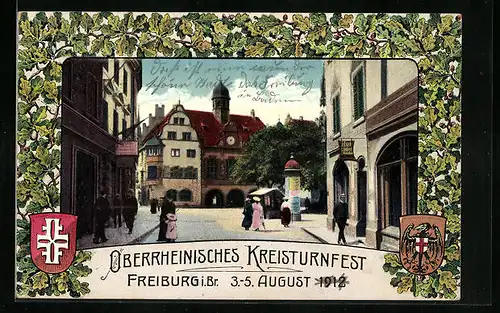 AK Freiburg i. Br., Oberrheinisches Kreisturnfest 1912, Strassenpartie