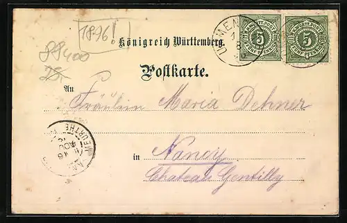 Lithographie Jordanbad, Ortspartie, Panorama