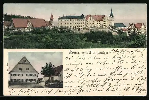 AK Bonlanden, Teilansicht der Ortschaft, Gehöft