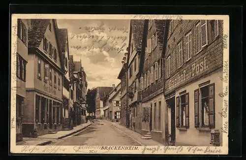 AK Brackenheim, Strassenpartie am Gasthof zur Post