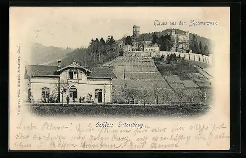 AK Ortenberg, Bahnhof und Schloss im Sonnenschein