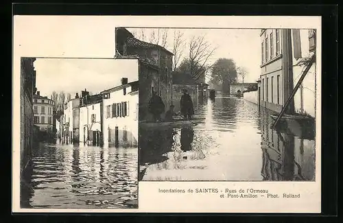 AK Saintes, Inondations, Rues de l`Ormeau et Pont-Amillon, Hochwasser