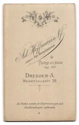 Fotografie Ad. Hoffmann Nf., Dresden-A., Waisenhausstr. 38, Junger Mann im Anzug mit Krawatte