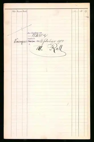 Rechnung Eningen 1907, Kunstgärtner W. Rall, Bauschulenbesitzer, Samenbau & Samen Grosshandlung, Werksgelände