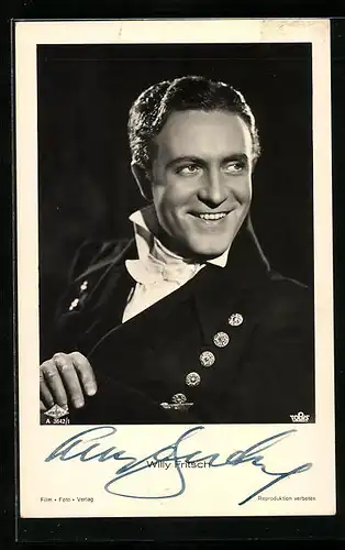 AK Schauspieler Willy Fritsch in einer Filmrolle, Autograph