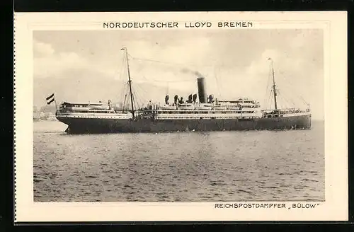 AK Reichspostdampfer Bülow bei ruhiger See