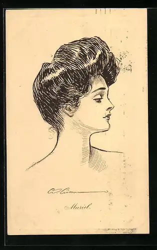 Künstler-AK Charles Dana Gibson: Profil-Portrait von Muriel