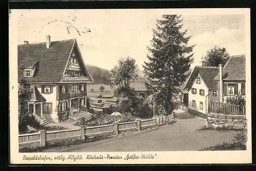 AK Diepoldshofen /Wttbg. Allgäu, Kurhaus-Pension Grösser-Mühle