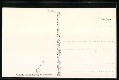 AK Mühlingen b. Stockach, Handlung v. Heinrich Blessing, Fliegeraufnahme mit Kirche