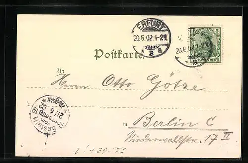 Sonnenschein-AK Erfurt, Dom und Severikirche mit Denkmal