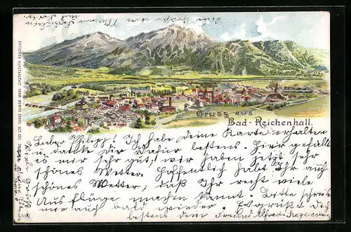 Lithographie Bad-Reichenhall, Teilansicht