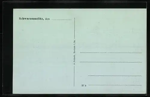 AK Schwarznauslitz, Teilansicht mit Strassenpartie