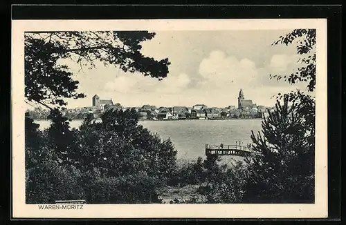 AK Waren-Müritz, Totalansicht vom anderen Ufer