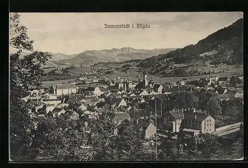 AK Immenstadt i. Allgäu, Ortsansicht mit Gebirge