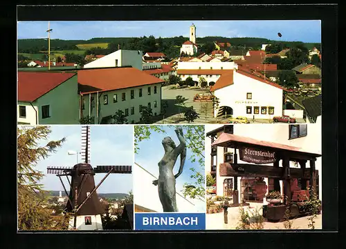 AK Birnbach / Rottal, Marktplatz mit Volksbank, Gasthof Sternsteinhof, Mühle