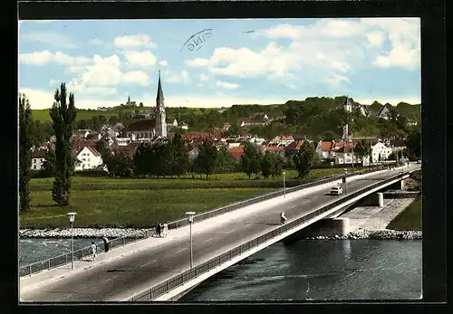 AK Dingolfing / Isar, Flusspartie von der Isarbrücke