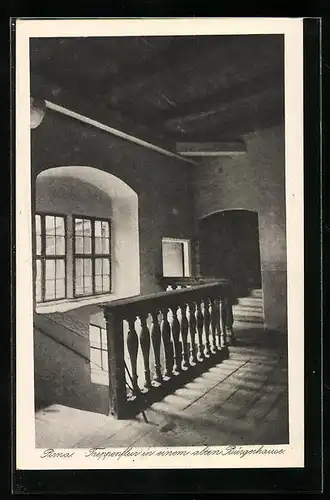 AK Pirna, Treppenflur in einem alten Bürgerhause