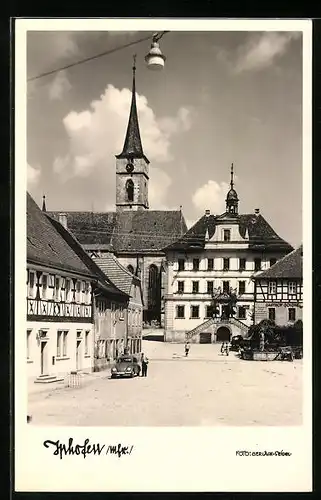 AK Iphofen /Mfr., Strassenpartie mit Gasthof