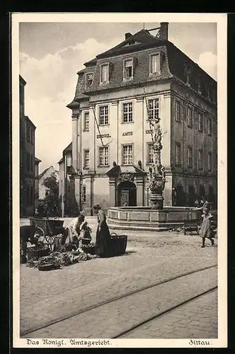 AK Zittau, Das Königliche Amtsgericht mit Brunnen