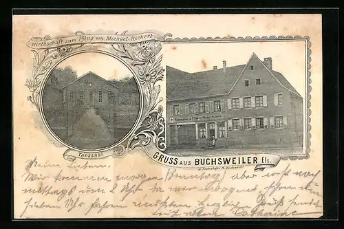 AK Buchsweiler, Gasthof zum Pflug, Tanzsaal