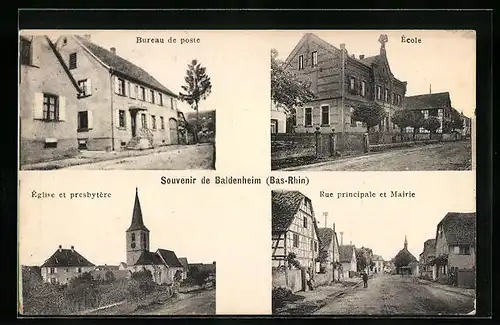 AK Baldenheim, Bureau de poste, Rue principale et Mairie