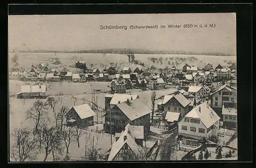 AK Schömberg / Schwarzwald, Ortsansichtm im Winter