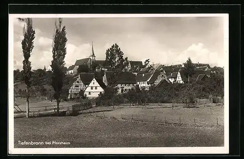 AK Tiefenbronn, Ortsansicht mit Blick auf die Kirche