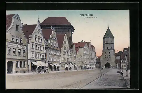 AK Augsburg, Strassenpartie der Jakoberstrasse