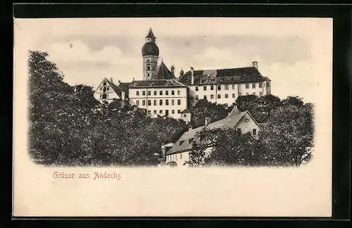 Relief-AK Andechs, Blick aufs Kloster