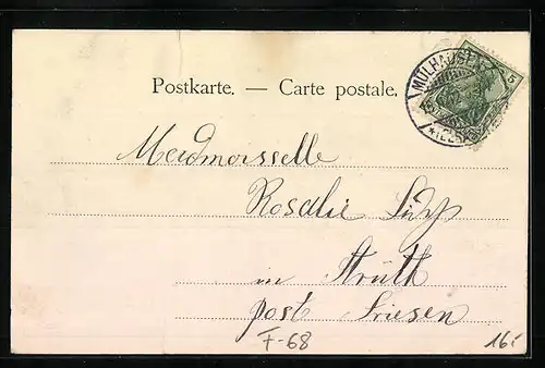 AK Rixheim, Restaurant zur Eisenbahn, davor Gäste