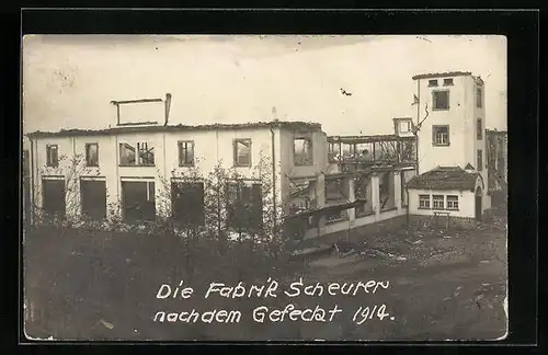 AK Sulzbach, Fabrik Scheuren nach dem Gefecht 1914