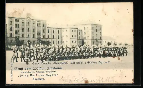 AK Ganzsache Bayern PP15D13 /02: Augsburg, 200jähr. Jubiläum des Kgl. bayr. 3. Inf.-Regiments Prinz Karl von Bayern