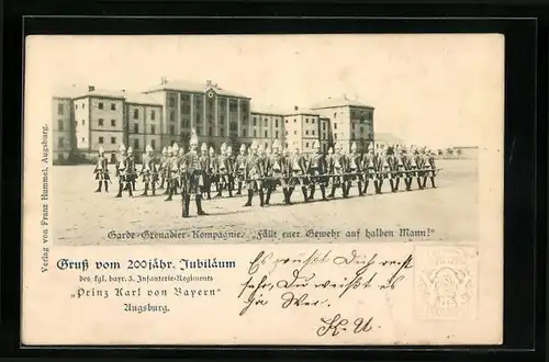 AK Ganzsache Bayern PP15D13 /03: Augsburg, 200jähr. Jubiläum des Kgl. bayr. 3. Inf.-Regiments Prinz Karl von Bayern